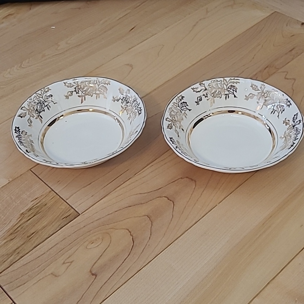 2 Vintage Alfred Meakin "Golden Harmony" 22 Kt Gold Small Bowls